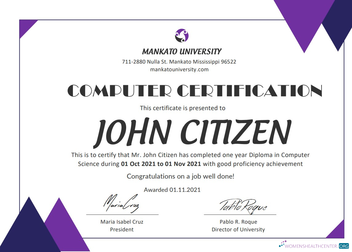 Download USA Computer Diploma Certificate template in Word and PDF format Photoshop template